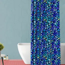 ArtzFolio Navy Blue & Blue Printed Waterproof Shower Curtain-image-11