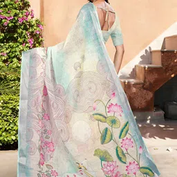 Anouk Rustic Ethnic Motifs Printed Zari Block Print Saree image 5