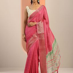 Libas Striped Woven Zari Pure Georgette Saree-image-45