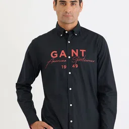 GANT Men Typographic Printed Button Down Collar Full Sleeves Shirt-image-60