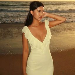 Outzidr Women Flutter Sleeves Plunge Neck Maxi Dress-picture-33