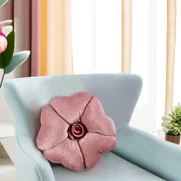 Kuber Industries Pink & Red Cotton Rose Cushions-12