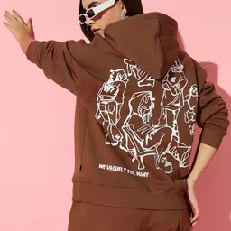 GRIFFEL Women Printed Pullover Hooded Sweatshirt-image-88