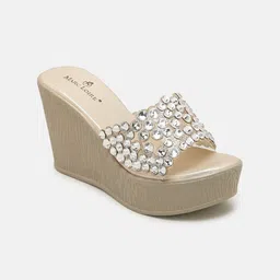 Marc Loire Women Embellished PU Party Wedge Sandals-image-85