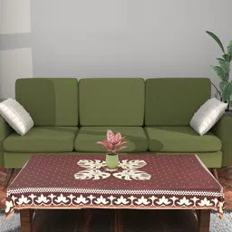 Kuber Industries Maroon & Gold Toned Floral Printed 4-Seater Table Cover-image-57