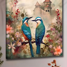 Myntra Elegant Homes Blue & Beige Birds Canvas Wall Art-image-77