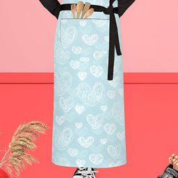 ArtzFolio Blue& White Cotton Printed Waist to Feet Apron-26