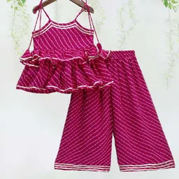 White World Girls Printed Shoulder Straps Kurti With Palazzos-image-40
