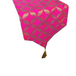 Pink Parrot Pink 12x70 inch Jacquard Silk Table Runner-image-85