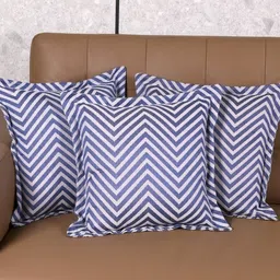 Saral Home Blue & White Set of 3 Geometric Square Cushion Covers-19