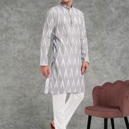 SKAVIJ Men Printed Regular Pure Cotton Kurta with Pyjamas image 2