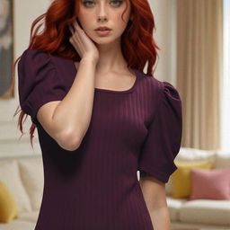 IUGA Women Striped Puff Sleeve Casual Top-image-64