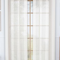 Story@home Serene Off White 2 Pieces Abstract Printed Sheer Long Door Curtains-47
