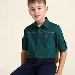 U.S. Polo Assn. Kids Boys Spread Collar Pure Boys Casual Shirt-picture-31
