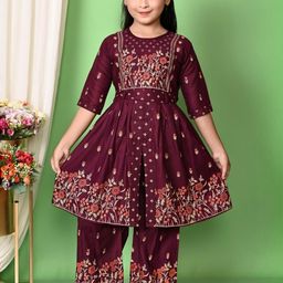 IFA DRESSES Girls Maroon Clothing Set-image-87