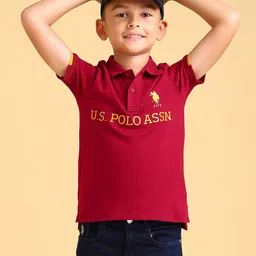U.S. Polo Assn. Kids Boys Brand Name Printed Pure Cotton Polo Collar T-shirt-picture-27