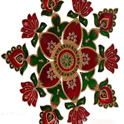 Kala Samarpan Green & Red Meenakari Foldable Rangoli With Centerpiece-11