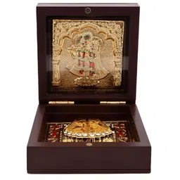 INTERNATIONAL GIFT Brown Metal Devotional Radha Krishna Charan Paduka Box-image-70