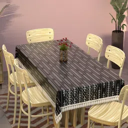 Myntra Elegant Homes White & Black Waterproof Lining Leaf PVC 6-Seater Table Cover-23
