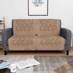 Kuber Industries Camel Brown 4 Pieces Printed Cotton Sofa Cover With Arms-image-6