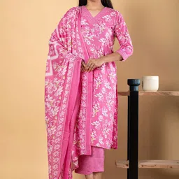 Readiprint Women Floral Printed Regular Straight Kurta Trousers With Dupatta-picture-23