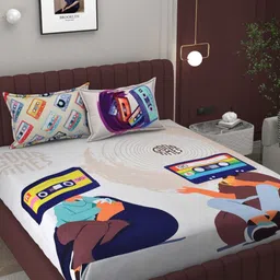 Bromwick White & White 250 TC King Bedsheet with 2 Pillow Covers-image-40