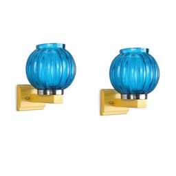 Somil Premium Designer Glass Wall / Night Lamp Elegant & Stylish Dcor Accent for Modern Interiors, color- Firozi Size- 22.5 X 32 X 26.5 CM-image-84