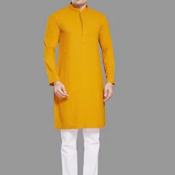 DIVISIVE Men Floral Embroidered Regular Sequinned Kurta with Pyjamas-picture-5