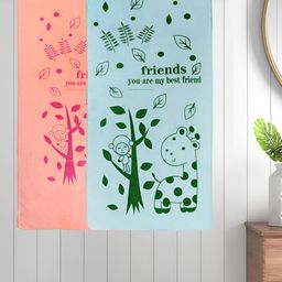 Myntra Elegant Homes Pink & Blue 2 Printed Cotton 300 GSM Bath Towel-image-71