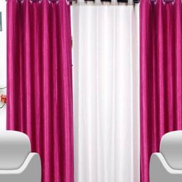 BELLA TRUE White & Pink 3 Pieces Black Out Window Curtains-image-105