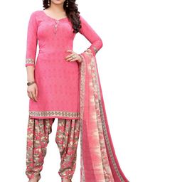 Unstitched Printed Cotton Blend Kurta & Patiyala Dress Material with Dupatta-image-88