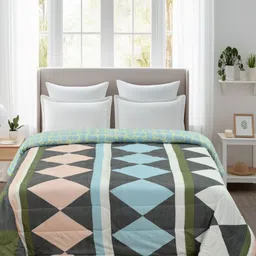 THE little BIG STORE Charcoal & Blue Checked AC Room 500 GSM Double Bed Comforter-image-51