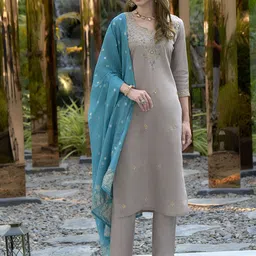 Siya Fashion Floral Embroidered Zari Art Silk Straight Kurta With Trousers And Dupatta-picture-26