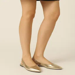 Linux Haze Women Gold Leather Mules Flats-58