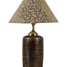 BrightDaisy Gold-Toned Printed Terracotta Frusturical Shaped Table Lamp image 4