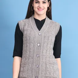 PERFECT LINE Women Front-Open Sleeveless Sweaters-image-60
