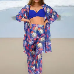 Plus Curvves Tropical Printed Swimwear Coverup Set-image-79
