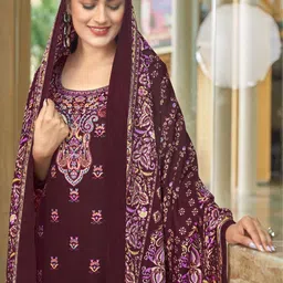 DRAVINAM Trends Floral Printed Velvet Unstitched Dress Material-image-35