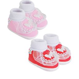 NESKA MODA 3 To 12 Months Baby Boys & Baby Girls Set of 2 Pair Cute Cotton Butterfly Shoe Booties-50