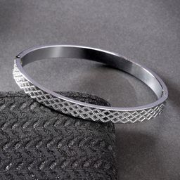The Roadster Lifestyle Co Men Silver-Plated Kada Bracelet-image-93