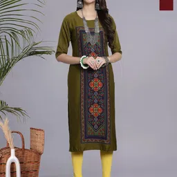 HERE&NOW Selection Of 2 Floral Printed Round Neck Straight Kurtas-image-88