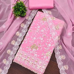 MANVAA Floral Embroidered Thread Work Silk Georgette Unstitched Dress Material-picture-10