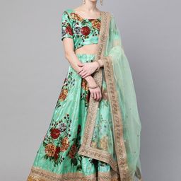 FABPIXEL Printed Sequinned Semi-Stitched Lehenga & Unstitched Blouse With Dupatta-picture-10