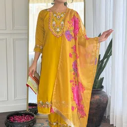 KALINI Women Floral Embroidered Kurta with Trousers & Dupatta-picture-44