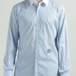 Karl Lagerfeld Men Vertical Striped Spread Collar Casual Shirt-image-71