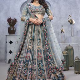 Fusionic Embroidered Sequinned Semi-Stitched Lehenga & Unstitched Blouse With Dupatta-picture-18