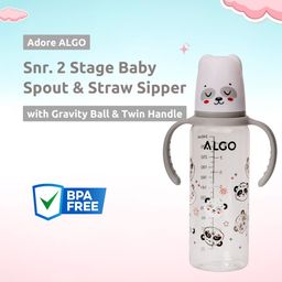 Adore Infants Grey 2 in 1 Baby Silicon Spout & Straw Sipper image 3