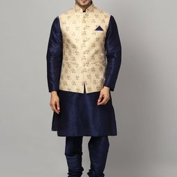 Ethluxis Men Regular Dupion Silk Kurta with Churidar-0