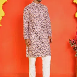 Jompers Men Embroidered Regular Thread Work Kurta with Pyjamas image 5