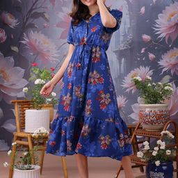Moda Rapido Women Printed Peter Pan Collar Fit & Flare Dress-image-67
